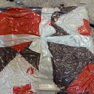 Red and Brown Geometric Throw Blanket